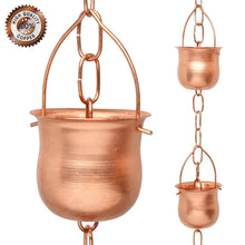 Load image into Gallery viewer, Marrgon Copper Rain Chain with Pot Style Cups for Gutter Downspout Replacement