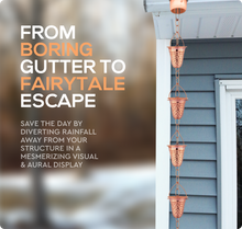 Load image into Gallery viewer, Marrgon Copper Rain Chain with Hammered Bell Style Cups for Gutter Downspout Replacement