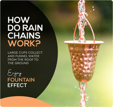 Load image into Gallery viewer, Marrgon Copper Rain Chain with Hammered Bell Style Cups for Gutter Downspout Replacement