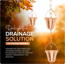 Load image into Gallery viewer, Marrgon Copper Rain Chain with Bell Style Cups for Gutter Downspout Replacement