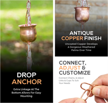 Load image into Gallery viewer, Marrgon Copper Rain Chain with Pot Style Cups for Gutter Downspout Replacement
