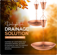 Load image into Gallery viewer, Marrgon 11&quot; Copper Anchoring Basin - Hammered Metal Bowl for Rain Chain Downspouts