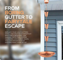 Load image into Gallery viewer, Marrgon 11&quot; Copper Anchoring Basin - Hammered Metal Bowl for Rain Chain Downspouts