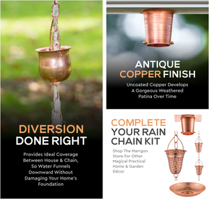 Marrgon 2 Inch Copper Gutter Adapter - Rain Chain Hanger & Diverter