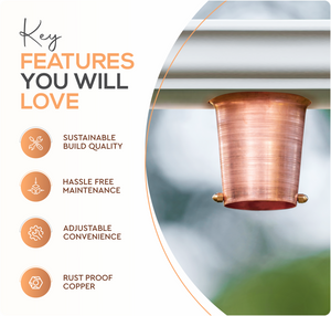 Marrgon 2 Inch Copper Gutter Adapter - Rain Chain Hanger & Diverter