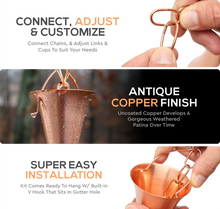 Load image into Gallery viewer, Marrgon Copper Rain Chain with Bell Style Cups for Gutter Downspout Replacement