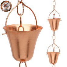 Load image into Gallery viewer, Marrgon Copper Rain Chain with Bell Style Cups for Gutter Downspout Replacement