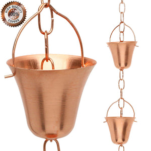 Marrgon Copper Rain Chain with Bell Style Cups for Gutter Downspout Replacement